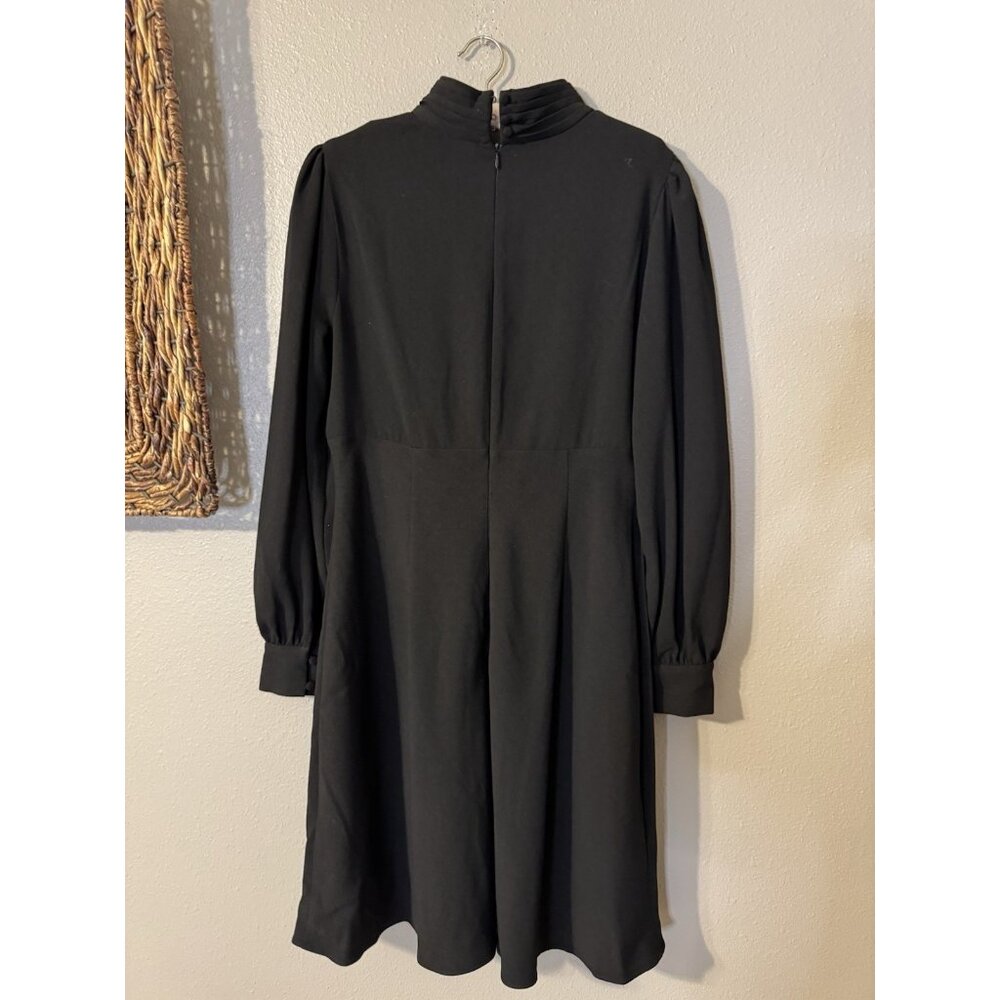 Adrianna Papell Dress 12 Black Mock Neck A Line Crepe Long Sleeve NEW - Picture 12 of 13